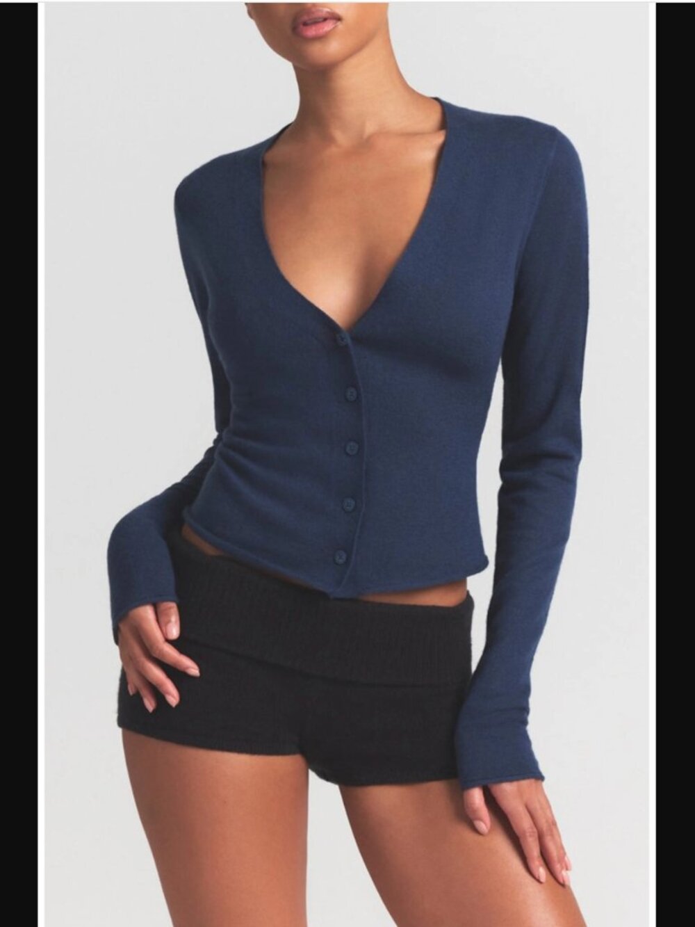 NWT! SKIMS Featherweight Cashmere Cardigan XS Indigo Blue $198 Navy